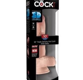 King Cock Plus 10in Fat Triple Density Dildo w/Balls Beige