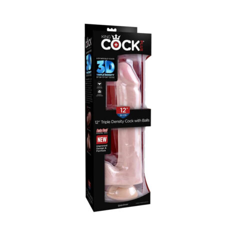 King Cock Plus 12in Dildo w/Balls Beige, Pipedream