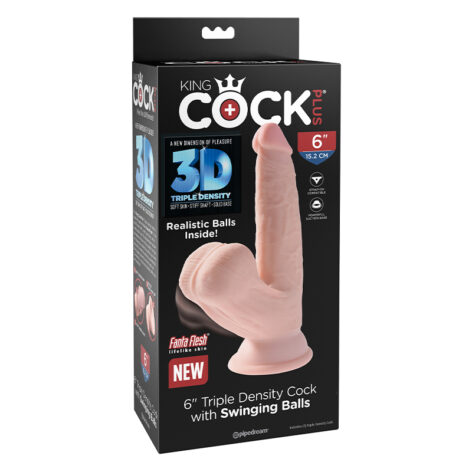 King Cock Plus 6in Triple Density w/Swinging Balls