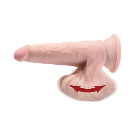 King Cock Plus 7" 3D Dildo w/Swinging Balls Beige, Pipedream