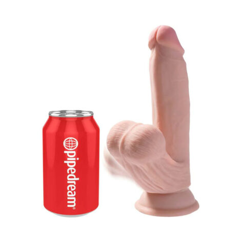 King Cock Plus 7" 3D Dildo w/Swinging Balls Beige, Pipedream