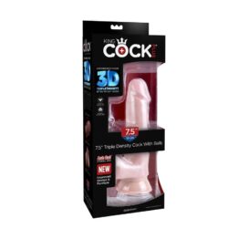 King Cock Plus 7.5in Triple Density Dildo w/Balls Beige