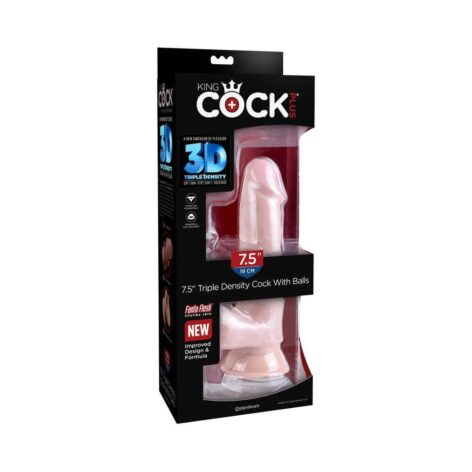 King Cock Plus 7.5in Triple Density Dildo w/Balls Beige