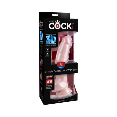 King Cock Plus 8in Triple Density Dildo w/Balls Beige