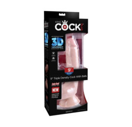 King Cock Plus 9in Triple Density Dildo w/Balls Beige