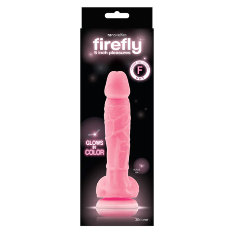 Firefly Silicone Glowing 5in Dildo w/Balls Pink