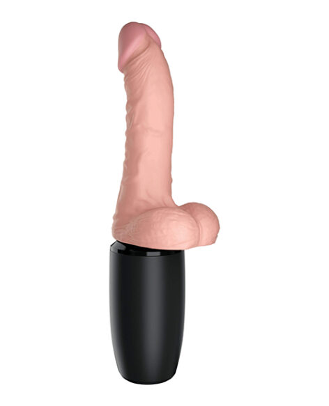 King Cock Plus 6.5in Triple Threat Thrusting Dildo Beige