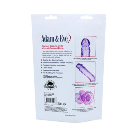 Sunset Dreams Dildo 7.5in w/Balls Pink/Purple, Adam & Eve