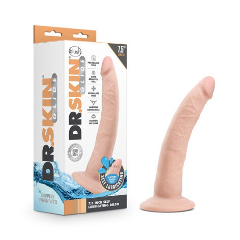 Dr. Skin Glide 7.5" Self Lubricating Dildo Vanilla