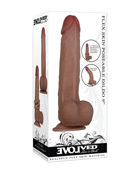 Evolved Flex Skin Poseable 9 Inch Dildo Brown
