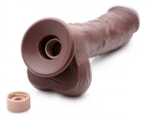 Loadz 8.5in Squirting Vibrating Dildo w/Balls Dark Brown