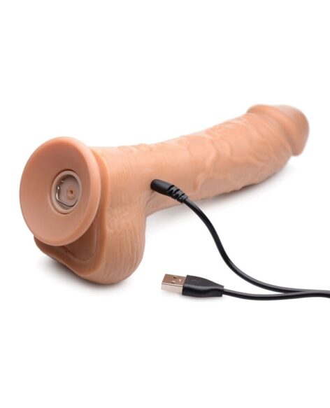 Loadz 8.5in Squirting Vibrating Dildo w/Balls Medium Tan