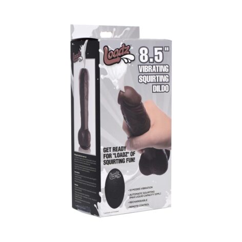 Loadz 8.5in Squirting Vibrating Dildo w/Balls Dark Brown