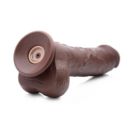 Loadz 8.5in Squirting Vibrating Dildo w/Balls Dark Brown