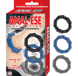 Anal-Ese Chainlink Cockrings Black, Blue, Grey