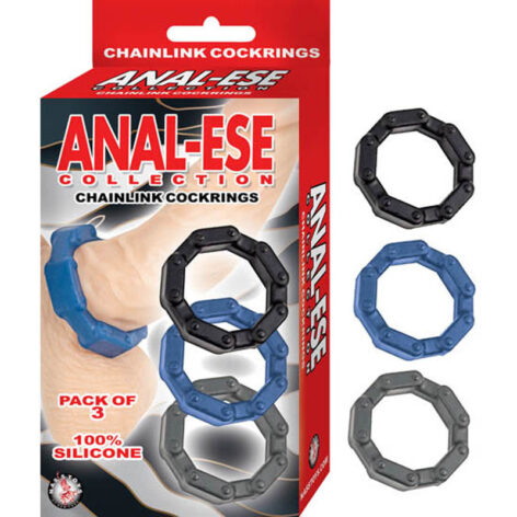 Anal-Ese Chainlink Cockrings Black, Blue, Grey