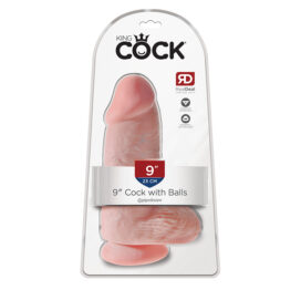 King Cock 9 Inch Chubby Dildo w/Balls Beige