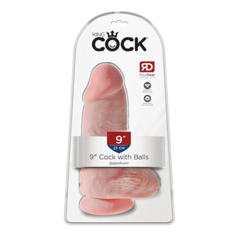 King Cock 9 Inch Chubby Dildo w/Balls Beige