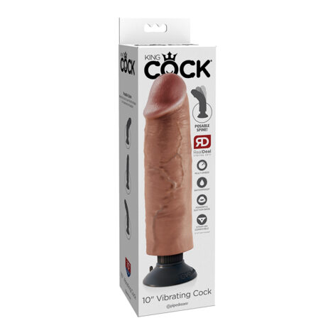 King Cock 10 Inch Vibrating Dildo Tan, Pipedream