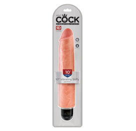 King Cock 10 Inch Vibrating Stiffy Dildo Beige