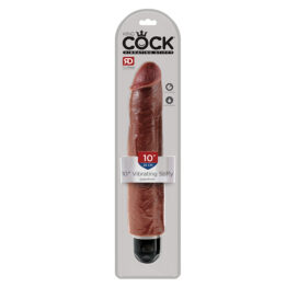 King Cock 10 Inch Vibrating Stiffy Dildo Brown