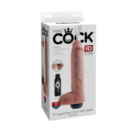 King Cock 11in Squirting Dildo w/Balls Beige, Pipedream