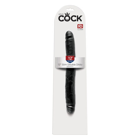 King Cock 12 Inch Slim Double Dildo Black