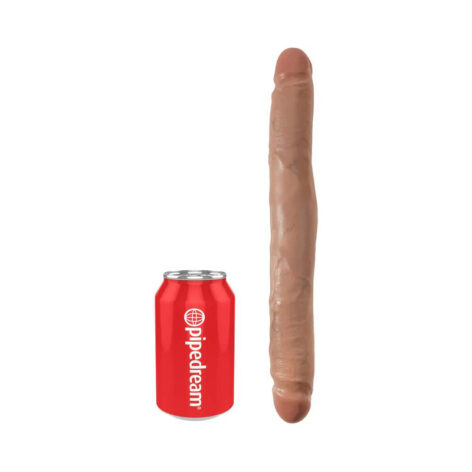 King Cock 12in Slim Double Dildo Tan, Pipedream