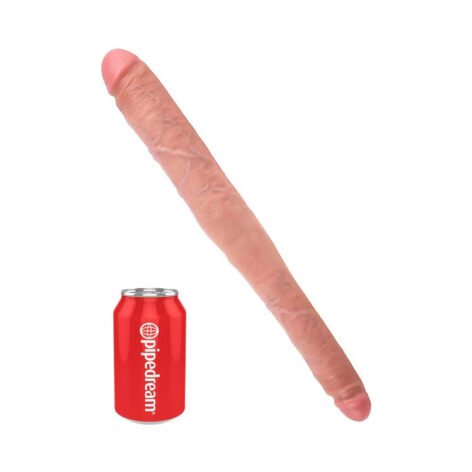 King Cock 16in Tapered Double Dildo Beige, Pipedream