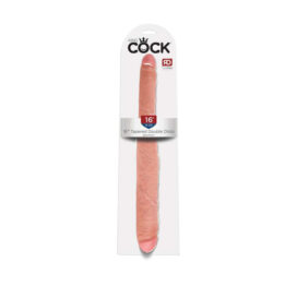 King Cock 16in Tapered Double Dildo Beige, Pipedream