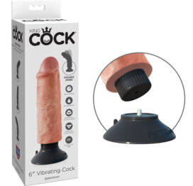 King Cock 6 Inch Vibrating Dildo Beige, Pipedream