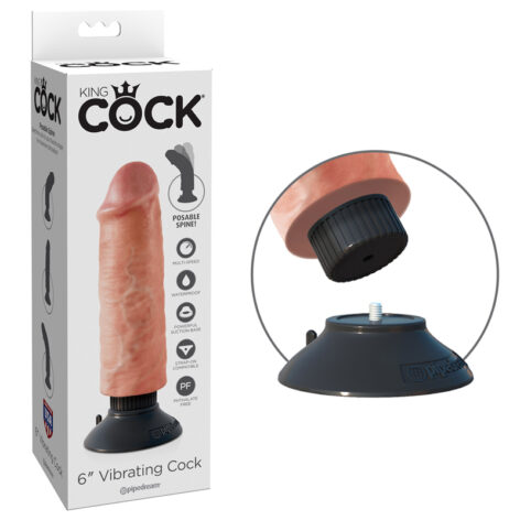 King Cock 6 Inch Vibrating Dildo Beige, Pipedream