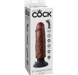 King Cock 6 Inch Vibrating Dildo Brown, Pipedream