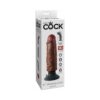 King Cock 6in Vibrating Dildo w/Suction Cup Brown, Pipedream