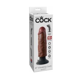 King Cock 6in Vibrating Dildo w/Suction Cup Brown, Pipedream