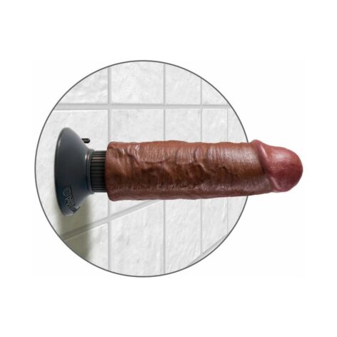 King Cock 6in Vibrating Dildo w/Suction Cup Brown, Pipedream