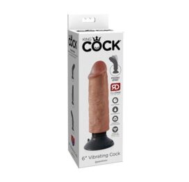 King Cock 6in Vibrating Dildo w/Suction Cup Tan, Pipedream