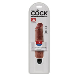 King Cock 7 Inch Vibrating Stiffy Dildo Brown