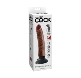 King Cock 7in Vibrating Dildo w/Suction Cup Brown, Pipedream