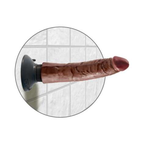 King Cock 7in Vibrating Dildo w/Suction Cup Brown, Pipedream