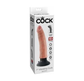 King Cock 7in Vibrating Dildo w/Suction Cup Beige, Pipedream