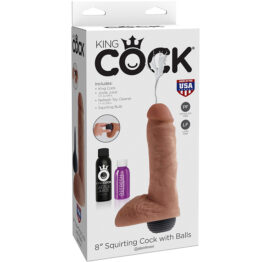 King Cock 8 Inch Squirting Cock w/Balls Tan