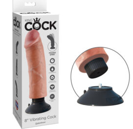 King Cock 8 Inch Vibrating Dildo Beige, Pipedream