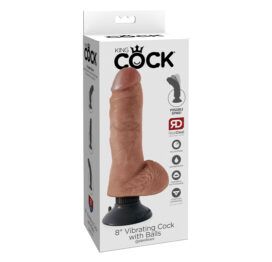 King Cock 8 Inch Vibrating Dildo w/Balls Tan