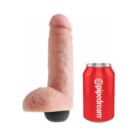 King Cock 8in Squirting Dildo w/Balls Beige, Pipedream