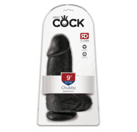 King Cock 9 Inch Chubby Dildo w/Balls Black