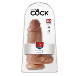 King Cock 9 Inch Chubby Dildo w/Balls Tan