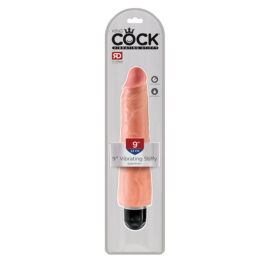 King Cock 9 Inch Vibrating Stiffy Dildo Beige