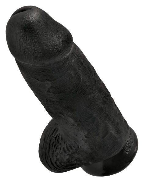 King Cock 9in Chubby Dildo w/Balls Black, Pipedream