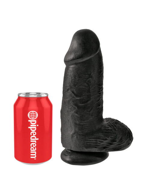 King Cock 9in Chubby Dildo w/Balls Black, Pipedream